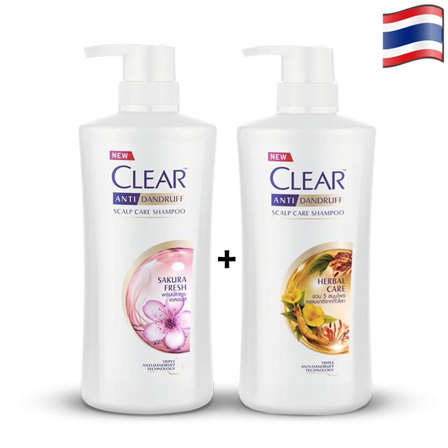 Combo 2 chai dầu gội clear hương hoa anh đào 400ml và clear thảo dược 400ml
