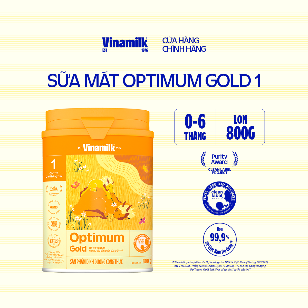 Sữa bột Vinamilk Optimum Gold 1-Hộp thiếc 800g (Cho Trẻ Từ 0 - 6 Tháng Tuổi) - Sữa cho trẻ sơ sinh g