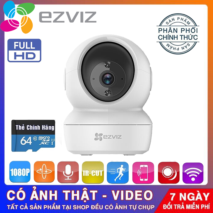 [KÈM THẺ CHUYÊN DỤNG 64 GB BH 5 NĂM]Camera IP Wifi không dây EZVIZ CS - C6N XOAY 360 ĐỘ , EZVIZ C6N XEM ĐƯỢC NHIỀU CAMERA CÙNG LÚC SIÊU SẮC NÉT 2.0 MPX FULLHD 1920P