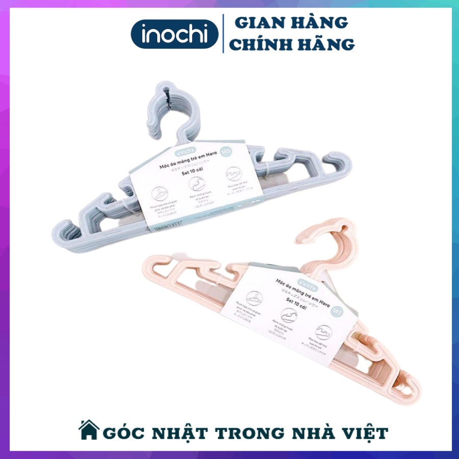 [Sét 10] Móc Quần Áo Trẻ Em Hara 185 Bền Đẹp Treo Đồ Cho Bé Chắc Chắn Nhựa INOCHI