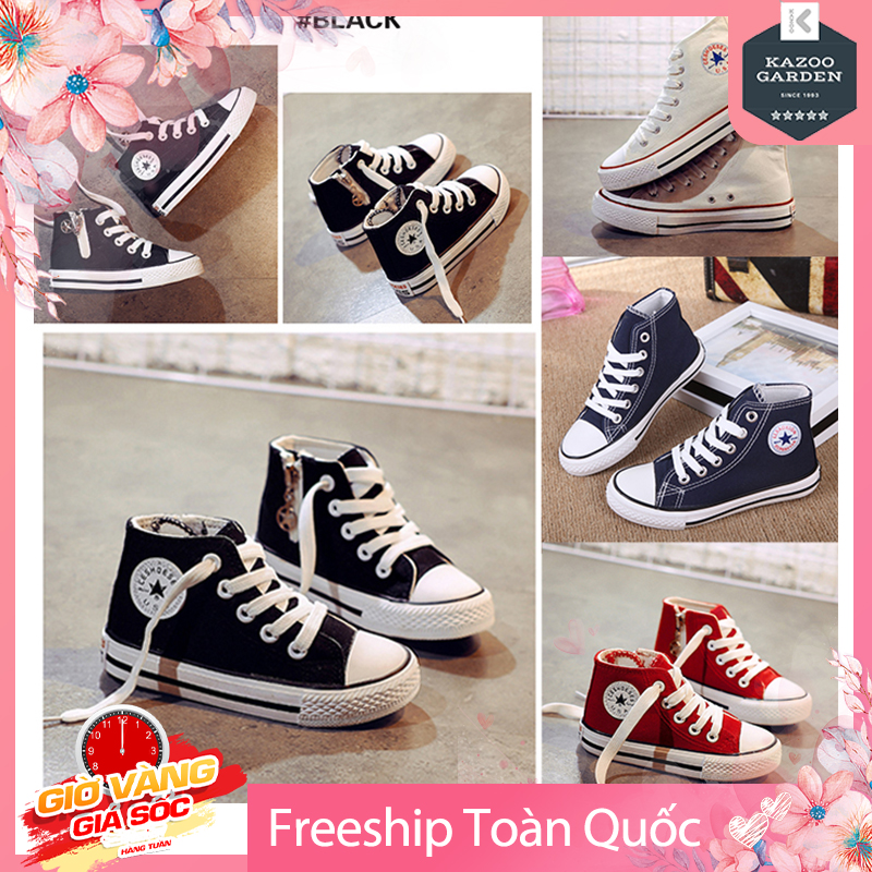 [FREESHIP + ÁP MÃ GIẢM 10%] [Tặng Kính Thuglife] Giày Sneaker Trẻ Em Cho Bé Trai Bé Gái Kazoo Garden Kiểu Dáng Cao Cổ Có Khóa Kéo Tiện Lợi Chất Vải Thô Siêu Bền Đế Cao Su Đúc