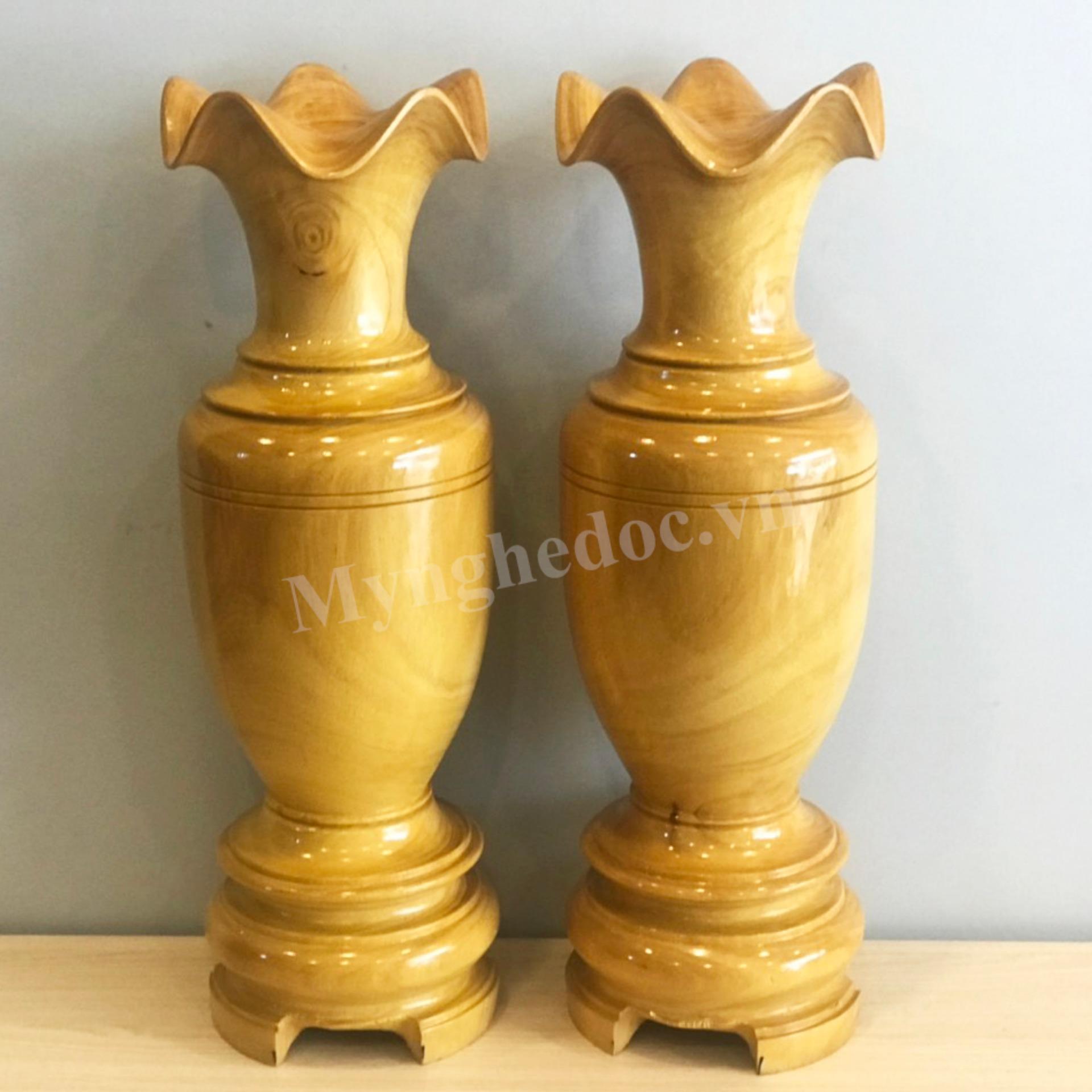 Lục bình gỗ mít Gia lai màu vàng tự nhiên kích thước cao 60cm đường kính 18cm