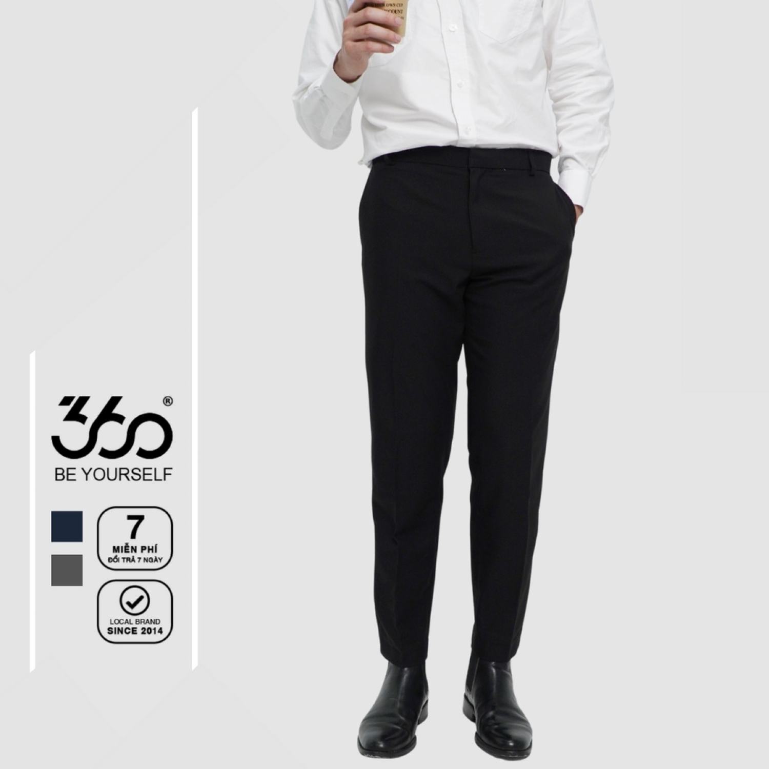 Quần âu nam 360 Boutique quần tây dáng slim crop trẻ trung quần vải thoáng mát chống nhăn co giãn nhẹ - QACOL003