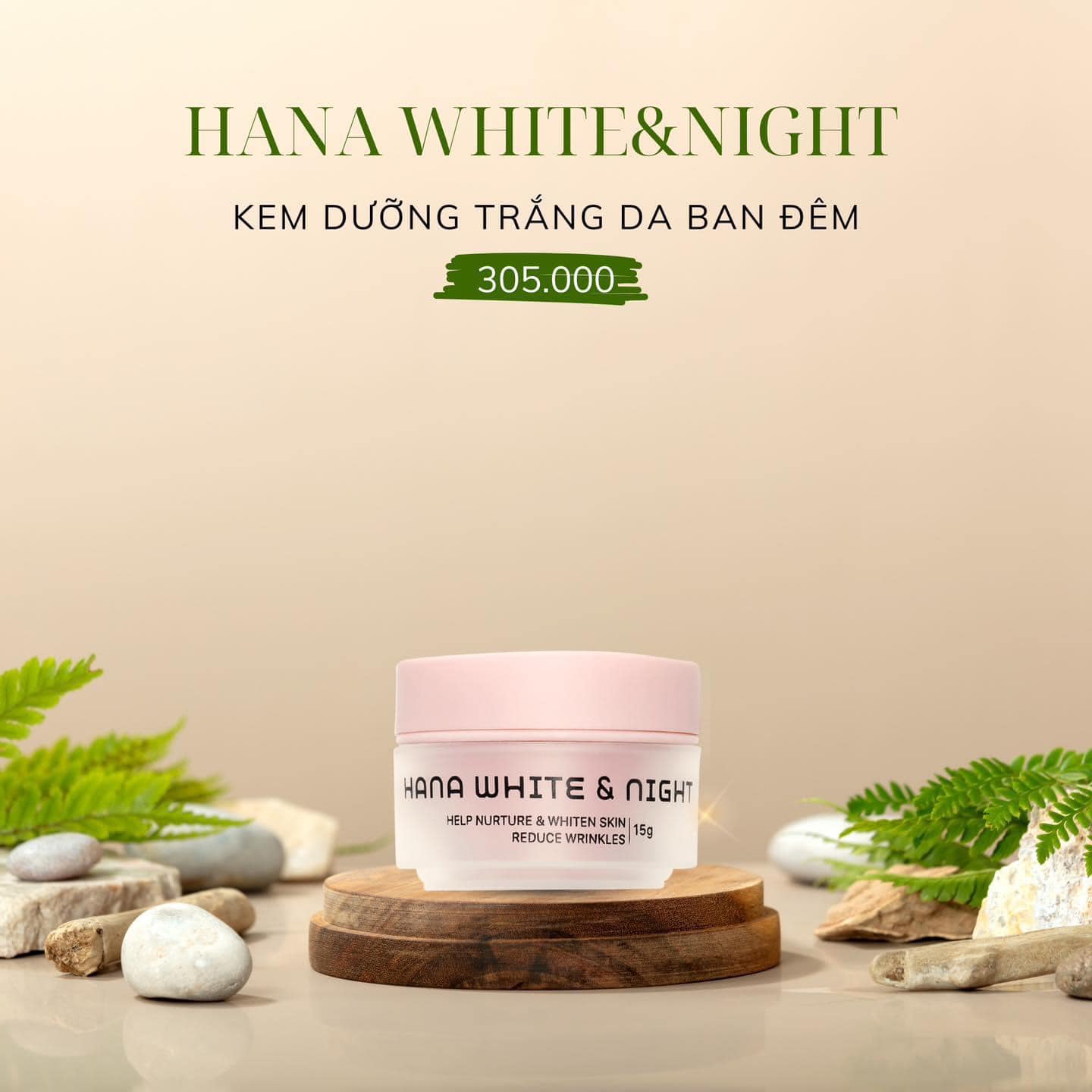 Kem dưỡng trắng da ban đêm mini hanayuki 15g- hana white & night mini