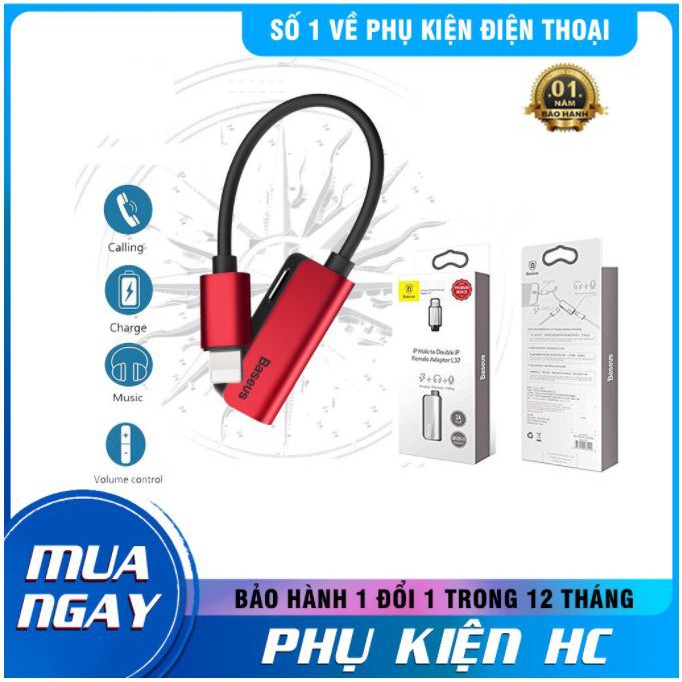 Jack chia cổng lightning baseus l37 ⚡️ bh 1 đổi 1⚡️ giắc chuyển đổi cho iphone,hỗ trợ mic chơi game--