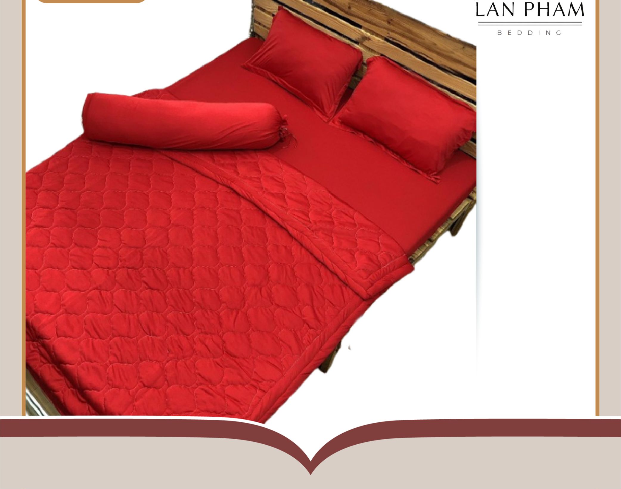 Ga - Drap Giường Lẻ Thun Mát Lạnh Lan Pham Bedding - Màu Đỏ Tươi