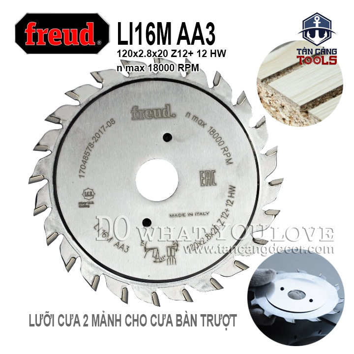 Bộ lưỡi cưa mồi 120 x 20 mm x 24t freud li16m aa3