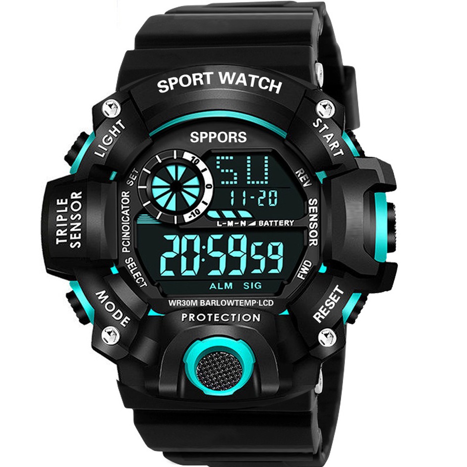 Đồng hồ Nam K1819 - Đồng hồ điện tử SPORTS cá tính dây silicon cao cấp đầy đủ các chức năng xem giờ  báo thức lịch tuần đồng hồ bấm giờ thể thao