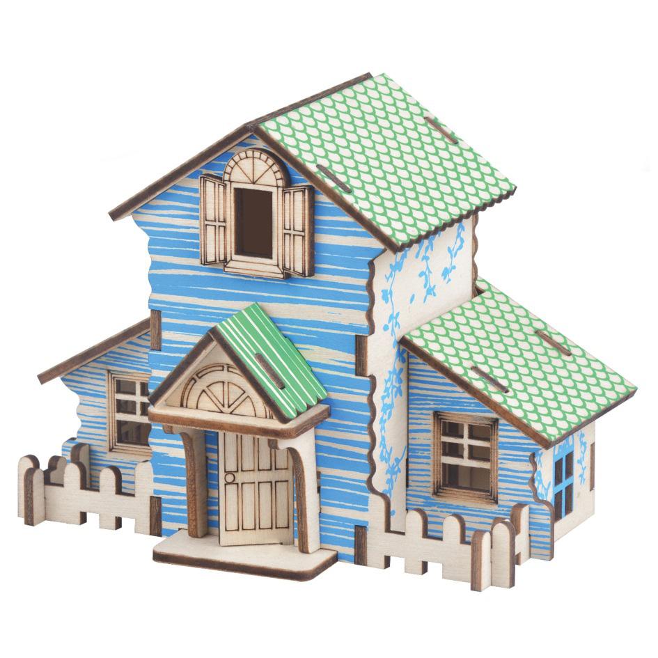 Đồ chơi lắp ghép mô hình nhà gỗ 3d diy mini giá rẻ - nhà gỗ 2 tầng
