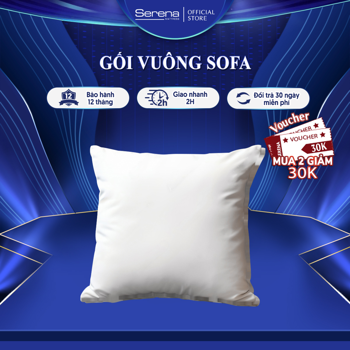 Gối tựa lưng sofa cao cấp sợi polyester SERENA chính hãng - cái ruột gối nhỏ tựa lưng trang trí ghế sofa vuông nằm ngủ cao cấp pillow for sofa
