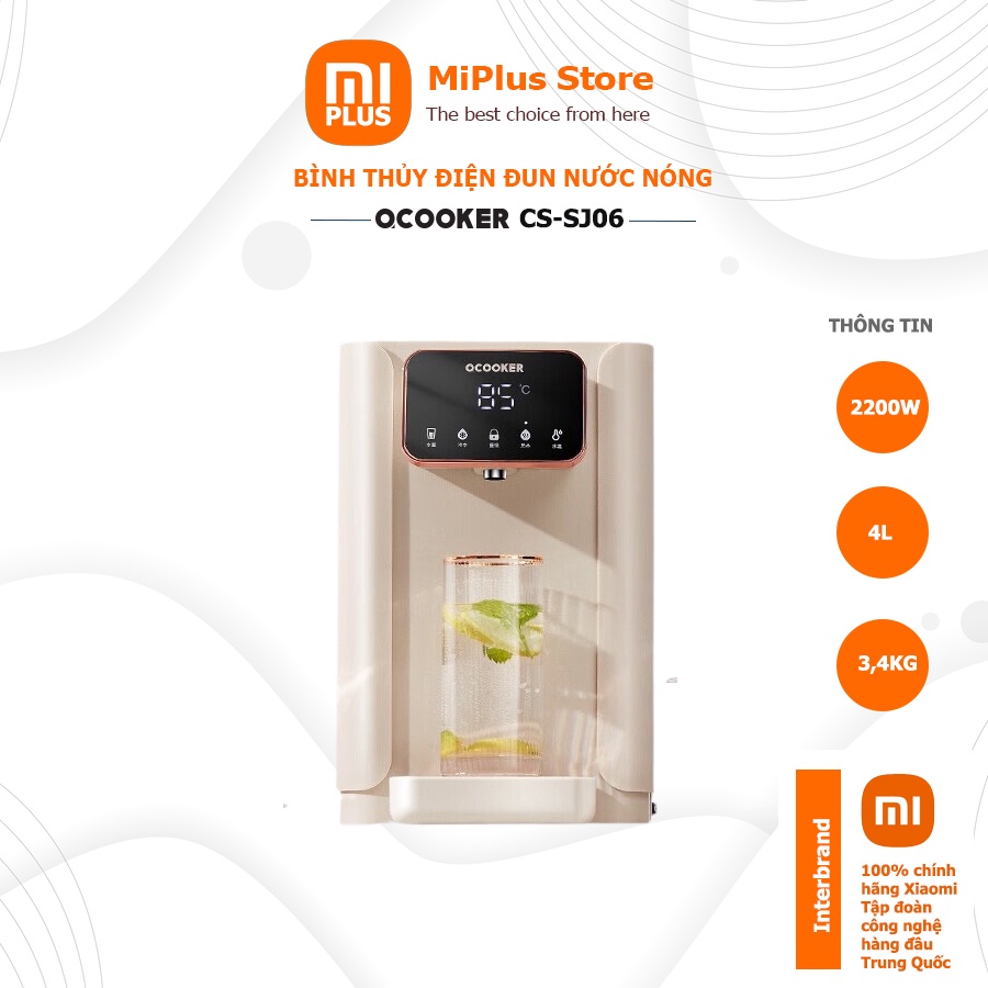 Bình thủy điện máy nước nóng lạnh để bàn Xiaomi Qcooker CS-SJ06 công suất 2200W dung tích 4L, 6 mức nhiệt, khóa an toàn bảo hành 12 tháng