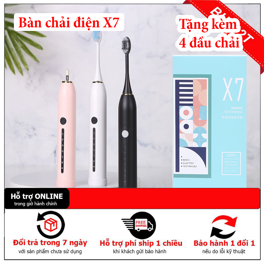 Bàn chải điện Sonic X7 model 2021, 6 chế độ làm sạch tiêu chuẩn Châu Âu, lỗi 1 đổi 1