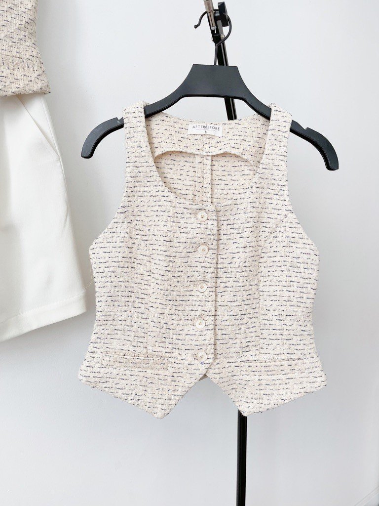 Afterbefore | Áo gile tweed 2 màu