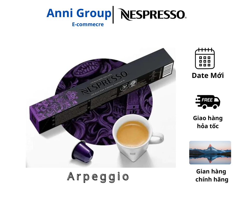HCM - Nespresso Coffee Capsule FIRENZE ARPEGGIO New Date 2023 Intense And Creamy (10 pills/ box), Intensity 09- Viên nén cà phê Firenze Arpeggio Đậm Vị Cacao Tinh Tế Độ Đậm 9 Hộp 10 viên