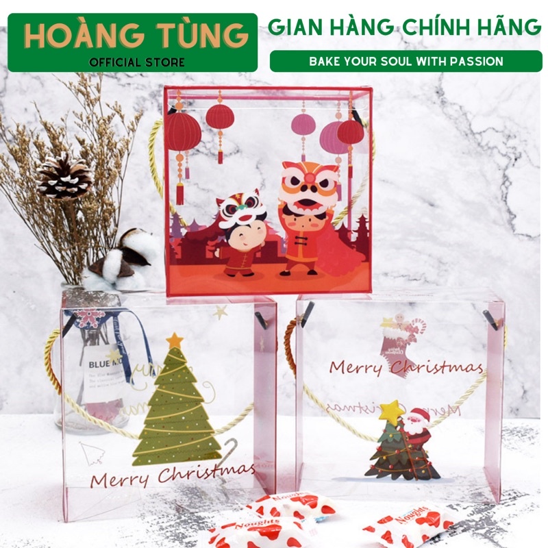 Hộp mica đựng bánh kẹo Tết 14x14x7cm