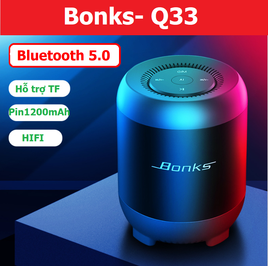 Loa Bluetooth (Siêu Trầm)  Bonks Q33 BASS MẠNH có chức năng nghe gọi, có hỗ trợ thẻ nhớ 32Gb