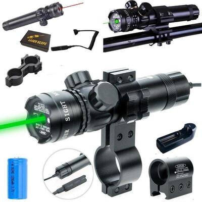 Đèn laser - bút Laze - Gắn Rảnh kẹp Nòng - làm tầm nhắm chuẩn mục tiêu cho các tay xạ tia màu xanh,kèm cục sạc pin