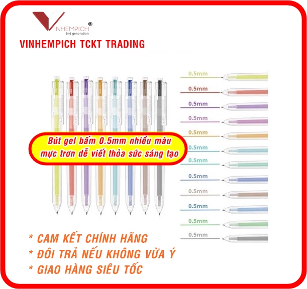 Bút bi nước - mực gel bấm nhiều màu 0.5mm Deli EG118 (118) - Bút viết đều trơn tru lâu hết mực