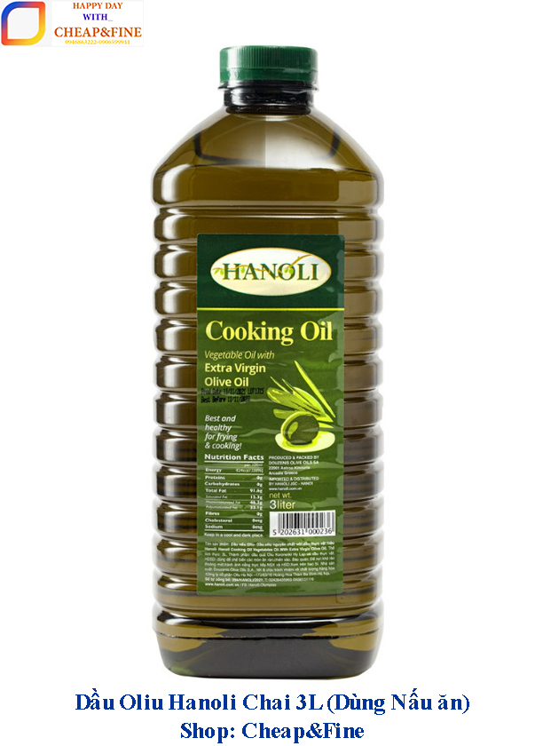 Dầu nấu oliu-dầu oliu nguyên chất hanoli chai 3l