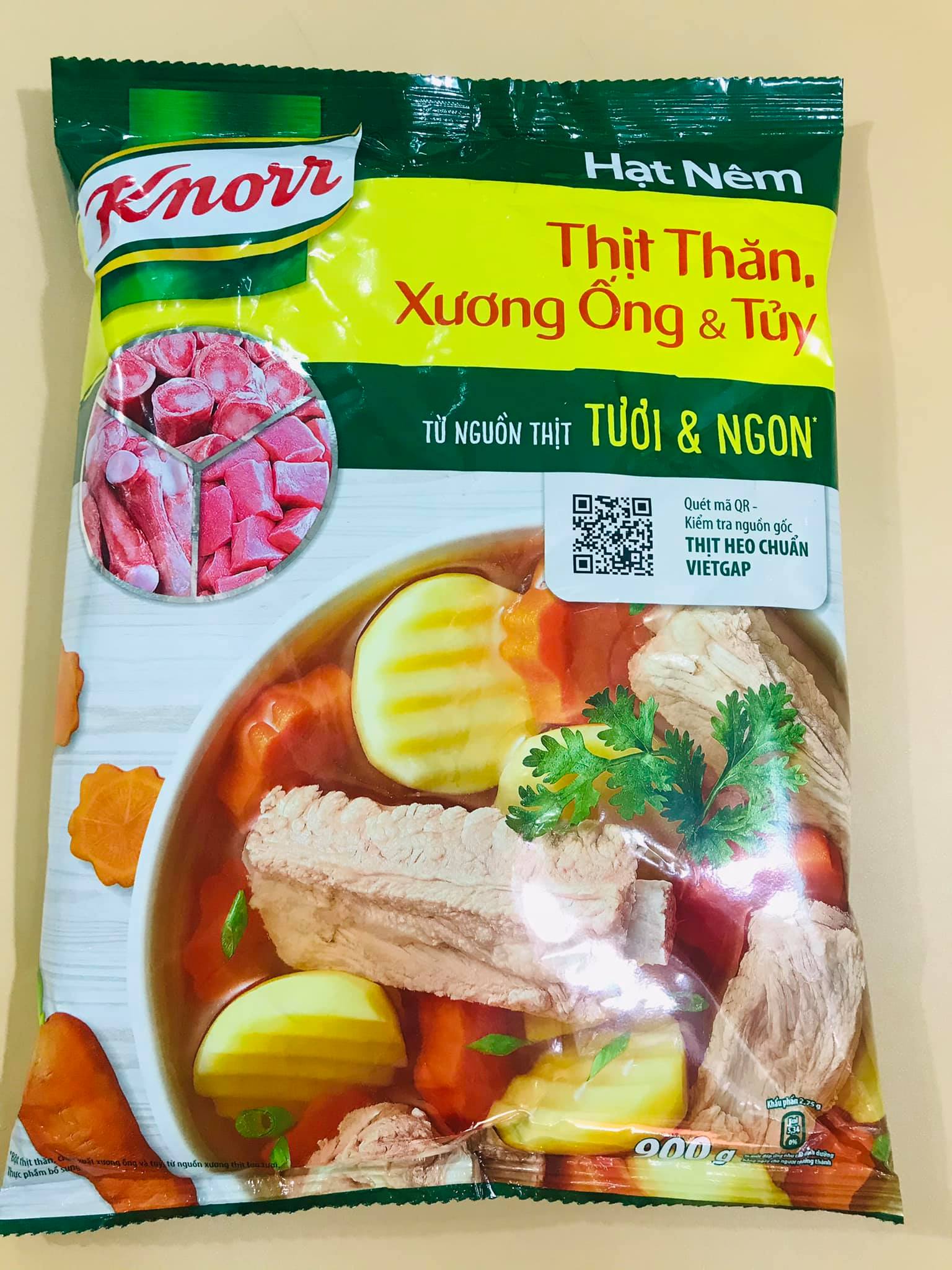  Hạt nêm thịt thăn xương ống Knorr thơm từ thịt ngọt từ xương gói 400g   900g   1,8kg 