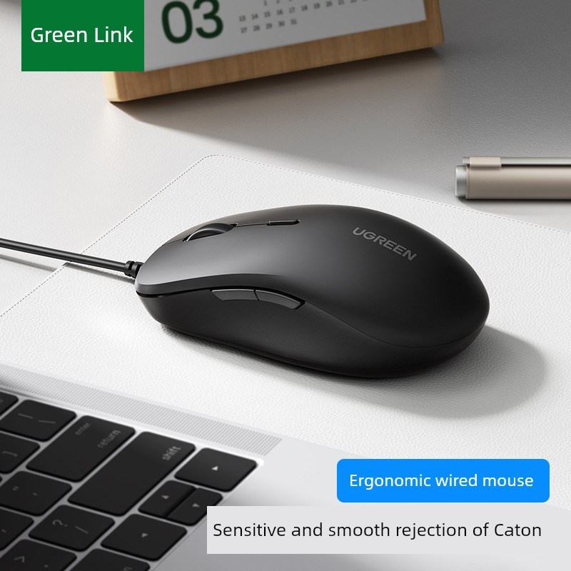 Chuột quang USB Lvlian, thiết kế công thái học cho máy tính để bàn với các phím bên, nhỏ gọn, nhẹ, chơi game cơ học, không cần ổ đĩa