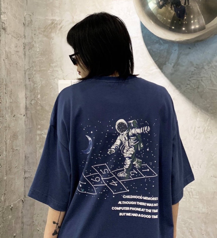 Áo thun tay lỡ phi hành gia unisex