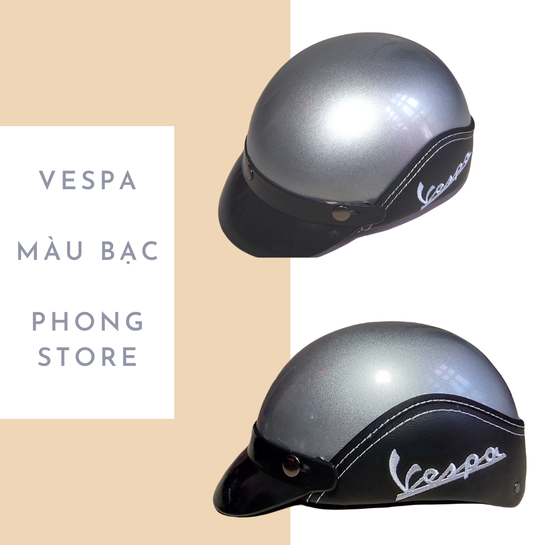 [HCM] Nón bảo hiểm Mũ bảo hiểm Nửa đầu Nón Vespa có viền da - Thời trang
