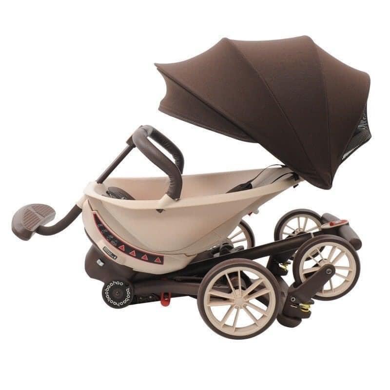 Xe đẩy du lịch gấp gọn Baobaohao V18 ngồi ngả 5 chế độ kèm gối da và mái che (Nâu)