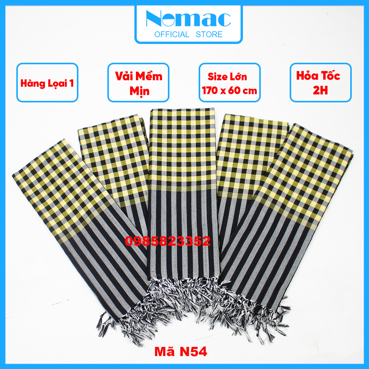 Khăn rằn Nam bộ - Campuchia / Size lớn 170x60cm / Khăn đi phượt Nomac -  Vải dày mềm mịn / MÃ N54