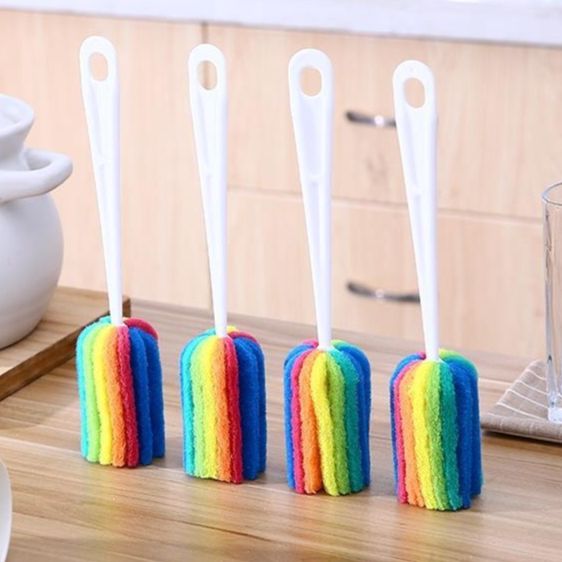 Dụng cụ cây cọ rửa ly, cọ rửa cốc, cọ rửa bình sữa tiện dụng 7 sắc màu