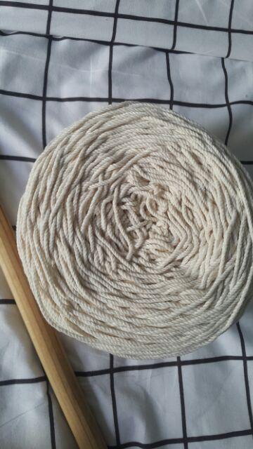 5KG DÂY THỪNG MACRAME COTTON XOẮN MÀU KEM 3mm,4mm...10mm