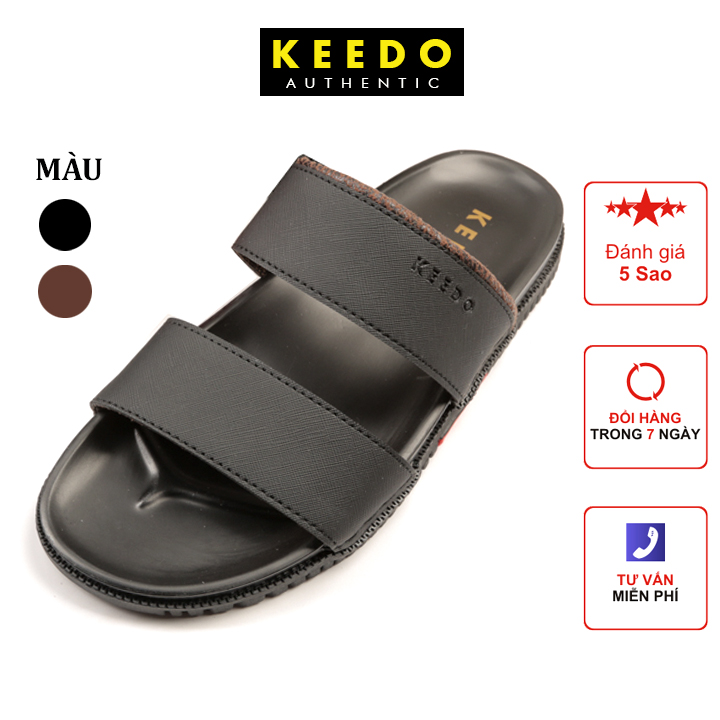 Dép Da Hai Quai Ngang Nam KEEDO-KD912
