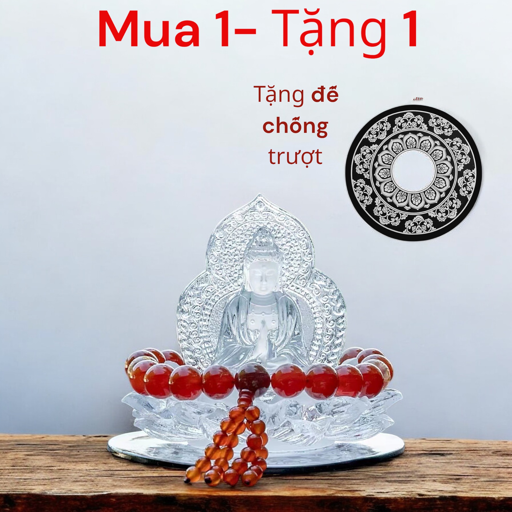 Tượng để ô tô phật quan âm tọa đài sen, ngồi đài sen, đồ phong thủy thờ cúng,  trang trí nhà cửa, cây cảnh,  để bàn làm việc, phòng khách trên ô tô...