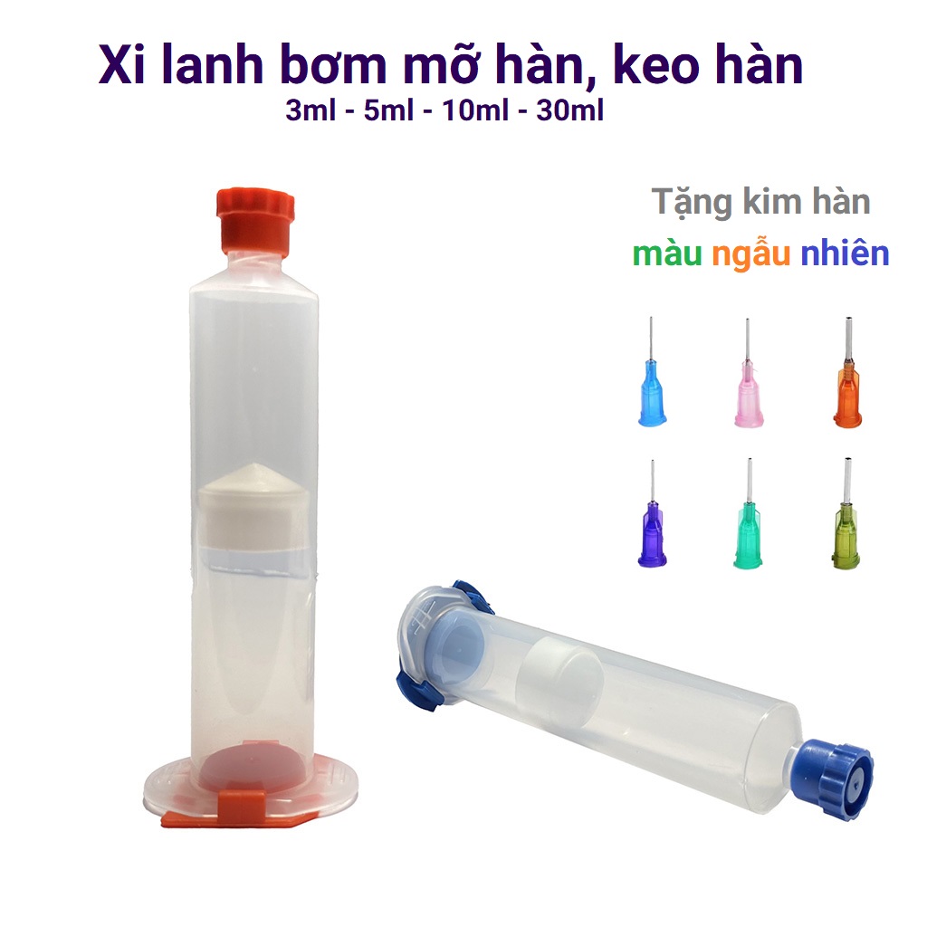 Xi lanh bơm mỡ hàn các loại 3ml 5ml 10ml 30ml - Tặng kèm kim bơm mỡ hàn tiện dụng