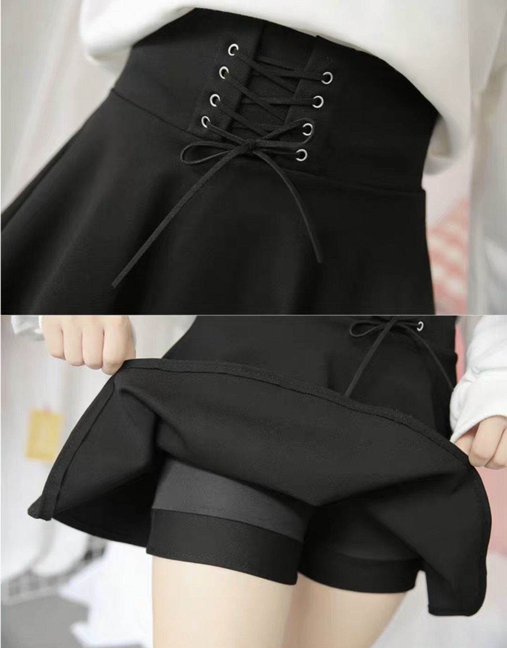 Chân váy xòe phối hàng nút cột dây siêu xinh DOTTIE FASHION.