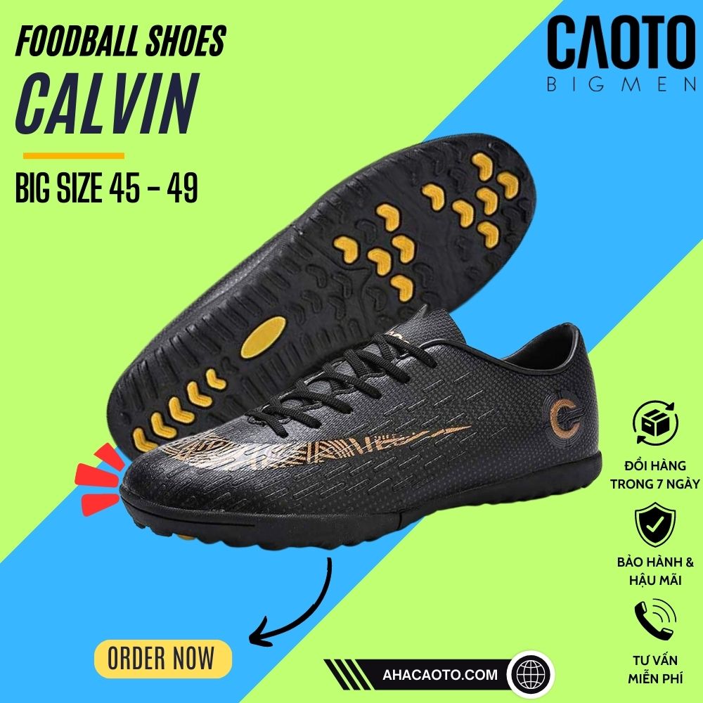 [FULL HỘP]Giày Đá Bóng Calvin Sân Cỏ Nhân Tạo FootBall Đen FULL Size 44, 45, 46, 47, 48, 49