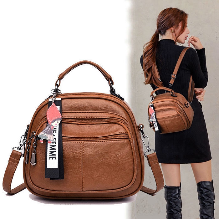 [Tặng kèm nước hoa mini] Balo thời trang 2 trong 1 vừa đeo chéo da cao cấp KDR-BL372