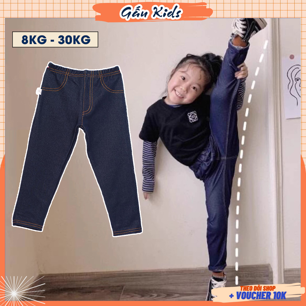 Quần jean thun trẻ em Q01 giả bò cho bé trai bé gái từ 8-30kg co giãn, thấm hút mồ hôi tốt phù hợp mặc đi chơi đi học