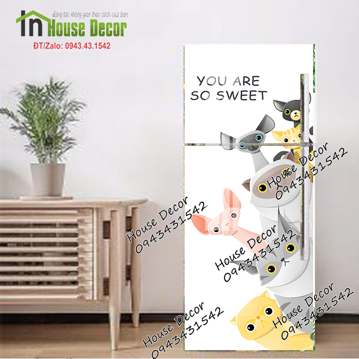 Tranh dán tủ lạnh Hoạt Hình - Decan trang trí tủ lạnh 3d Decal dán tủ lạnh máy giặt kệ tường tủ quần