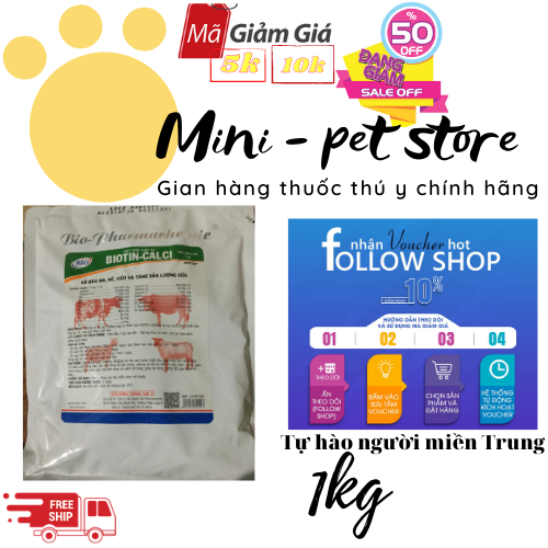 1kg VỖ BÉO BÒ, DÊ, CỪU VÀ TĂNG SẢN LƯỢNG SỮATHÚ Y BIO BIOTIN CALCI,  BIOTIN CALCI