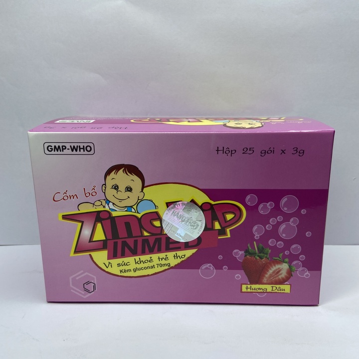 Cốm Bổ Zinc-Kid Inmed Hương Dâu - Hộp 25 Gói