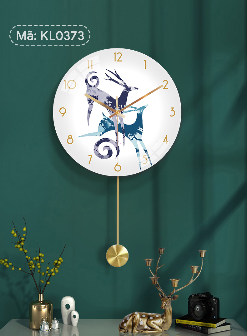 [HCM]Đồng Hồ Quả Lắc Đồng Hồ Treo Tường Kim Trôi Không Tiếng Ồn Có Quả Lắc