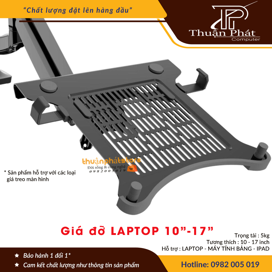 Giá đỡ, kẹp LAPTOP , MÁY TÍNH BẢNG , IPAD màn hình 10 - 17 INCH- Sản Phẩm Chưa Bao Gồm Tay Đỡ