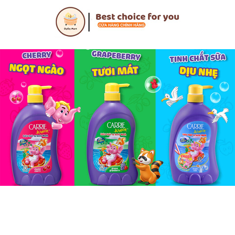 Sữa Tắm Gội toàn thân cho bé Carrie Junior 700g