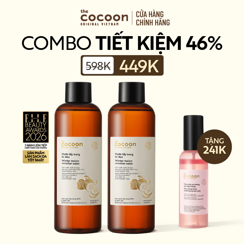 [AFF] COMBO 2 - Bigsize Nước tẩy trang bí đao 500ml tẩy sạch makeup  giảm dầu 500ml