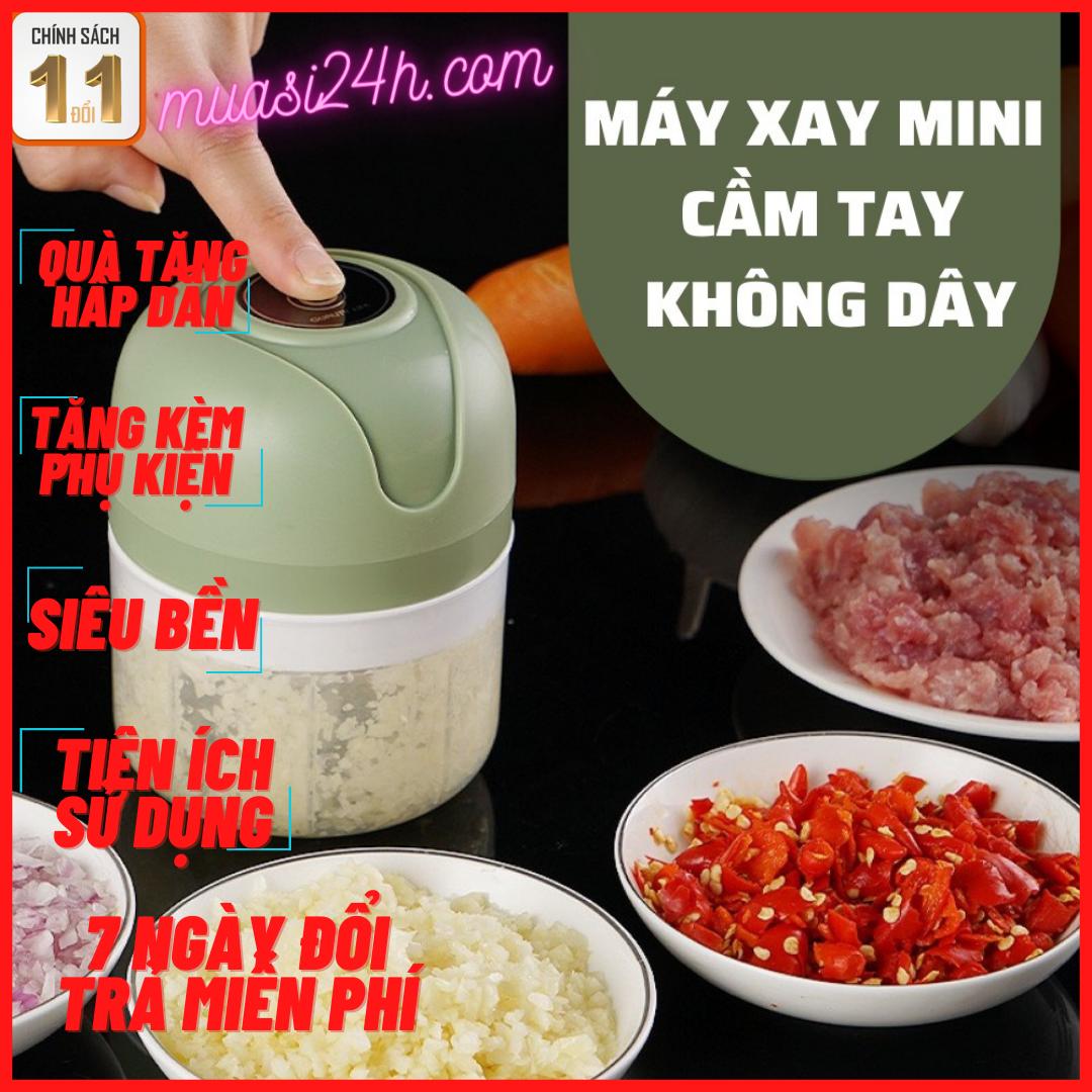 [GIAO HÀNG NHANH] Máy Xay Ớt Tỏi Mini Bằng Điện, Dụng Cụ Xay Tỏi Ớt Cầm Tay Đa Năng Công Suất 45W Dung Tích 250ml Xay Thịt - Xay Cá - Xay Cua - Máy Xay Gia Vị Đa Năng Miễn Phí Vận Chuyển Bảo Hành 6 Tháng