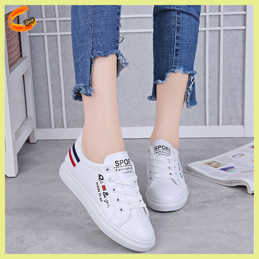 Giày nam nữ sneaker Hàn Quốc gót kẻ sọc - G3SOC, chất liệu da mềm thoáng khí, đế cao su mềm cao 2,5cm, phù hợp đi làm đi học và đi chơi - Chimo