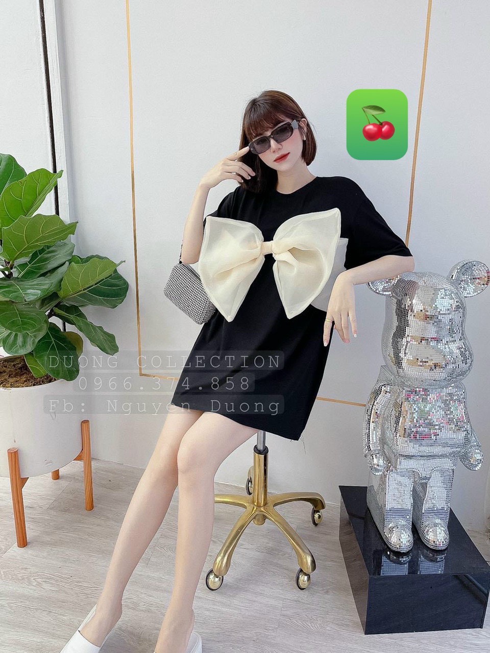 Đầm thun nữ phối nơ mẫu mới siêu xinh xắn.