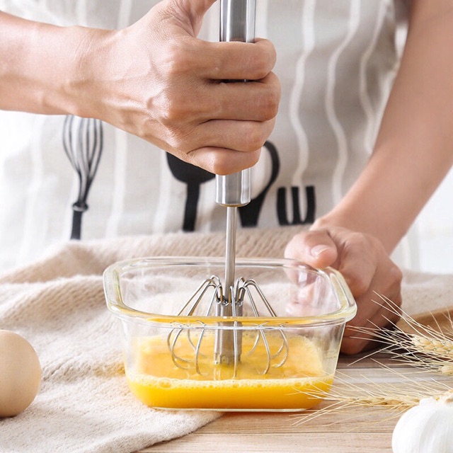 Cây đánh trứng inox trục tự xoay