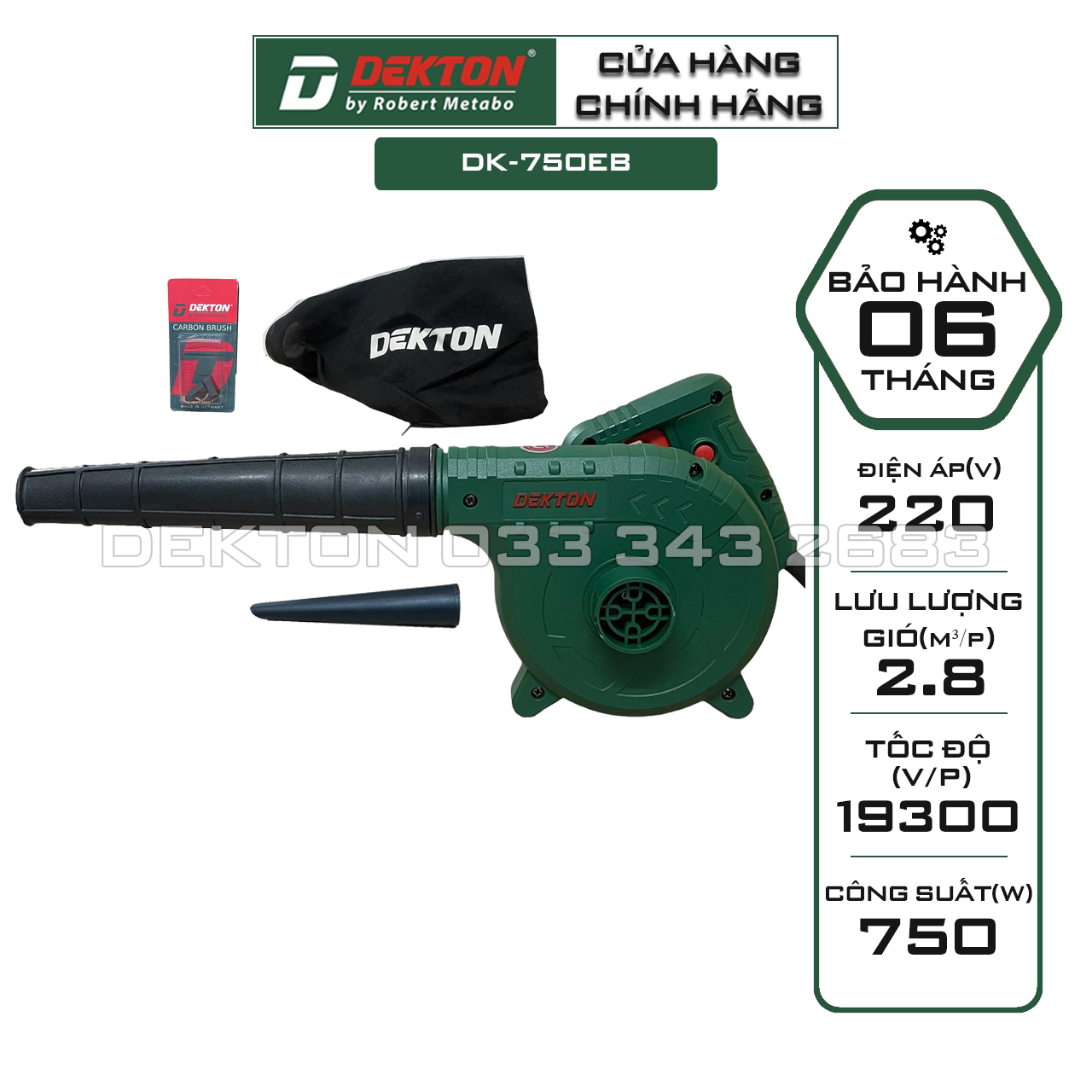 Máy thổi hút bụi cầm tay DEKTON 750EB công suất 750W, nhiều tốc độ, 2 chức năng